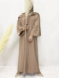Fongt Robe Skirt Coat Women's Explosive Middle East Turkey Solid Color Big-Size Cardigan 2 Sets