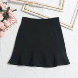 Fongt Shooting Small Lotus Leaf Side Fishtail Short Skirt Anti-Light High-Rise Thin A Word Bag Hip Skirt 8191