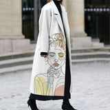 2023 Winter Women's Windbreaker Long Sleeve Long Button Lapel Coat Woolen Coat Casual Plaid Letter Printing Commuting Warmth-Outfit