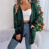 And Winter Casual Lattice Pocket Long-Sleeved Cardigan Sweater Jacket Christmas Women's
