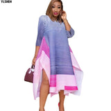 2021 Summer Woman Dress Dashiki African Dresses for Women High Quality Fashion Positioning Print Stripe Patchwork Africa