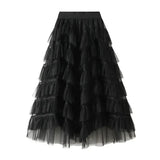 Solid Tulle Layered Maxi Skirt-Outfit