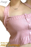 Women Sweet Knitted Camisole Clothes Crop Tops Summer 2023 T shirts y2k Kawaii Harajuku Vintage Aesthetic Clothing