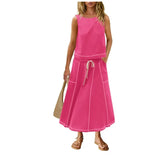 Fongt Hot 2025 New Summer Vacation Sleeveless Vest Half-Dress Cotton-Song Set Two-Piece Set