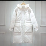 Winter Down Coat Women Long Parkas Luxury Real Raccoon Fur Hooded Female Loose Fashion Duck Down Puffer Jacket