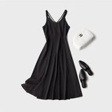 2020 New-Coming Summer Holiday Dress Cross Spaghetti Strap Open Back Solid Beach Style Ankle-Length Women