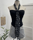 Fongt Shot Leopard-Print Silk Scarf Hanging Neck Design Folded Bra Strap Chest Pad Vest Short Sleeveless Top Lady 9206
