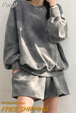 New Tie-Dye Casual Hoodies Two Piece Suits Women Casual Loose Long Sleeve Sweatshirts Spring Autumn Thin Woman