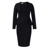 Fongt Large Size Women's Autumn And Winter New Long-Sleeved OL Temperament Elegant Lotus Leaf Side African Dress
