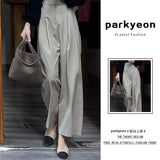 Fongt Casual Suit Trousers Women 2025 Summer New Scycter Trousers Gray Thin Straight Legs Nine Trousers
