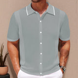 Fongt Men's Spring And Summer New Knits Solid Color Leisure Business POLO Shirt Men's