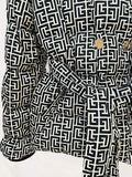 STREET Newest 2023 Winter Designer Down Jacket Women's Monogram Printed Belted Puffer Down Coat