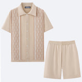 Fongt Men's Men's Ice Sleeve Jackal Two-Piece Knits Casual Polo Shirt Set