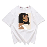 Neck Short Sleeve Loose Harajuku Avatar Print Chic Women's T-shirt Summer Korean Version 95% Cotton Stretch Female