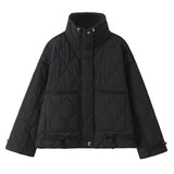 Fongt Autumn And Winter Women's Clothing Collar Quilt Cotton Jacket Jacket Paste Bag Trim Fashion Loose Casual Cotton Clothes