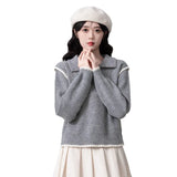 Fongt Turtleneck Sweater Women's New Winter Splicing Knitted Jersey Loose Design Top