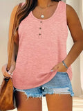 Fongt Women's Summer Sleeveless Button Solid Color U-Neck T-Shirt Women Can Open A T-Shirt Vest