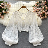 Fongt With Thin Short Perspective Creek Lace Jersey Autumn Dress New Korean Version Of The T-Shirt T-Shirt On The Women
