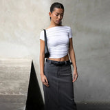 Off-shoulder Short Sleeve Top-Outfit