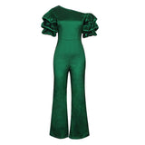 Fongt New Sexy Oblique Shoulder Pile Sleeve High-Rise Body Trousers Party Dress Party Dress
