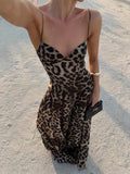 Spring/Summer Women's New Fashion Sexy Leopard Printed Suspension Dresses