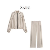 Fongt Homemade New Women's Clothing Colling-Colried Pilot Jacket Coat With Wide Legs