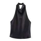Fongt Summer New Silk Hysm Texture Hanging Neck Dress 3203317 Vatry Dress 3210317