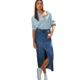 Fongt Hottie Dress A-Shaped Open Fork Thin Cowboy Half-Body Dress 2025 Spring And Summer