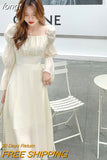 Sleeve Dress Women High Waist Sexy Backless Elegant Spring Autumn Female Vestidos Square Collar Stylish Leisure