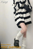 Gothic Sweaters Women Harajuku Punk Knitted Stripes Jumper Vintage Plus Size Loose Long Sleeve Pullover Tops