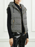 STREET Newest 2023 Witner Fashion Designer Jacket Women's Sleeveless Monogram Printed Puffy Hooded Down