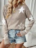 Fongt New Sweater Female Five-Pointed Star Chart Collar Long Sleeves On The Head