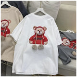 Womens T-Shirts Oversized Couple Tee Cute Diamonds Rope Bear Tshirt Summer Loose Casual Kawaii Crew Neck Tops Plus