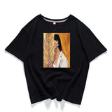 Neck Short Sleeve Loose Harajuku Avatar Print Chic Women's T-shirt Summer Korean Version 95% Cotton Stretch Female