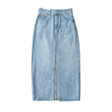 Trendy Women's Dress Front Forked Denim Skirt New Retro Spicy Girl Style High Waist And Middle Hip Skirt-Outfit