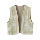 Fongt 2025 New Women's Clothing Embroidered Tard Vest