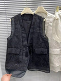 Chinese Style Jacquard Buckle National Style Vest Women Wear High-Grade Vintage Suit Jacket In 2024 Spring And Autumn Style-Outfit