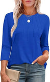 Fongt 2025 New Fashion Casual Roll Collar Seven-Sleeve Top Bottom Shirt