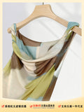 Fongt Beauty Does Not Penetrate Double Layer Mesh Gauze Dizzy Dye Kink Vest Female Summer Outside Wear Sleeveless T Shirt Inside Build Halter Jacket-Outfit