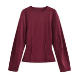 Fongt New Double-Sided Round Collar Blouse 3641859 Elastic Casual Trousers 3641860