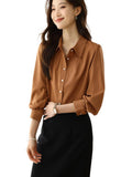 Fongt 2025 New Solid Color Repair Body Clothes Thin Fashion Shirt Elegant Commute OL Chiffon Shirt
