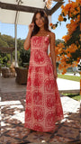Fongt Years New Sexy Chest Small Fresh Print Lace-Up Long Dress 88107-Outfit