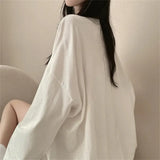 Vintage Round Neck Logo Print Oversized Tee-Outfit