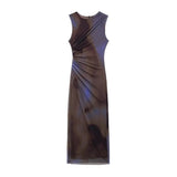Fongt Women's Clothing 2025 Spring New Sleeveless Folding Decorative Fan Flute Dress Dress Dress