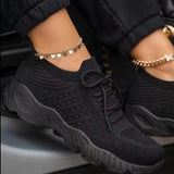 White Shoes Thick Bottom Sneakers Solid Plus Size Women's Shoes Comfortable Breathable Summer Outdoor Ladies Lace Up