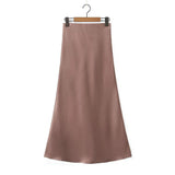 Trendy Women's Dress In Spring And Summer, The New Concise Medium And Long Style Bright Full-Length Skirt, Basic Bag Hip Skirt.-Outfit