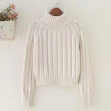 Cropped Sweater Winter Turtleneck Bottoming Pullover Tops Casual Long Sleeve Knitted Warm Jumper Korean Soft Sueters