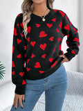 Shooting 2025 Autumn And Winter Casual Love Lantern Sleeve Sweater Valentine's Day Women's