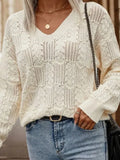 Fongt Women's Sweater Tying Back Hollow Knitted V-Neck Top Factory
