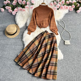 Fongt And Generous Fashion Suit Dress Women's 2024 Early Fall New Sweater Temperament Skirt Two Sets-Outfit